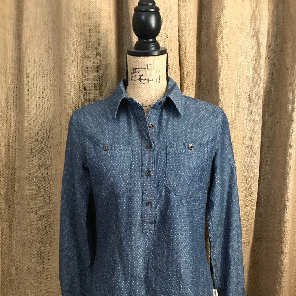 Polka Dot Denim Button-Up